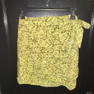 Green Patterned Wrap Skirt